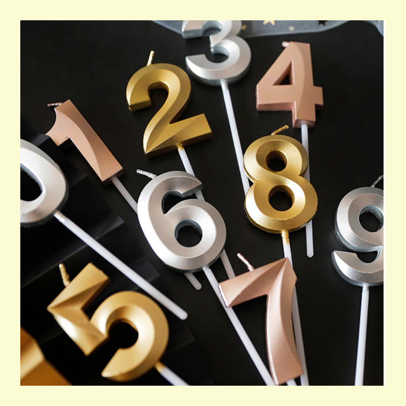 Nến số nhũ vàng/bạc/champagne