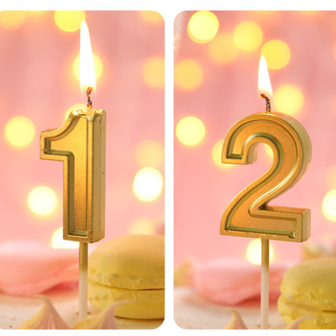 Nến số nhũ vàng/bạc/champagne