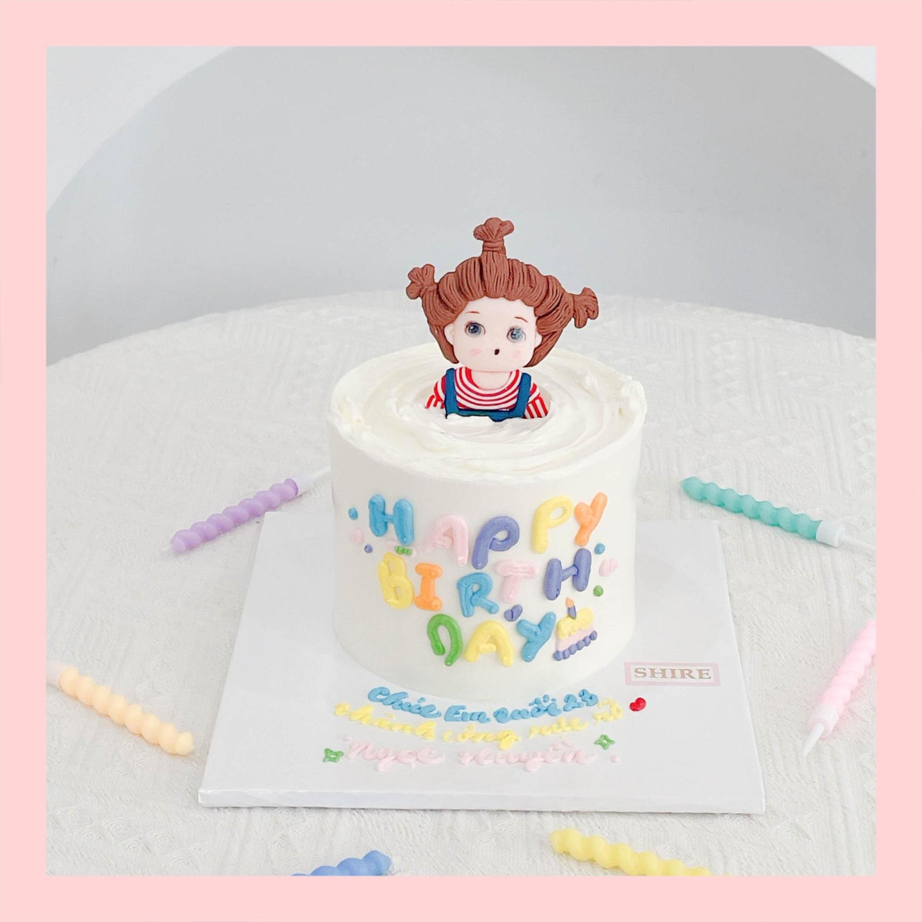 Bánh mini trang trí đồ chơi thú cute cho bé gái  - Bánh kem bơ mini 10-12cm