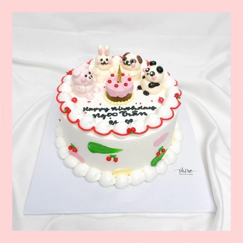 Bánh bơm thú hình con thỏ/con nhím/con cừu/capybara 3D dễ thương - Bánh sinh nhật trẻ em