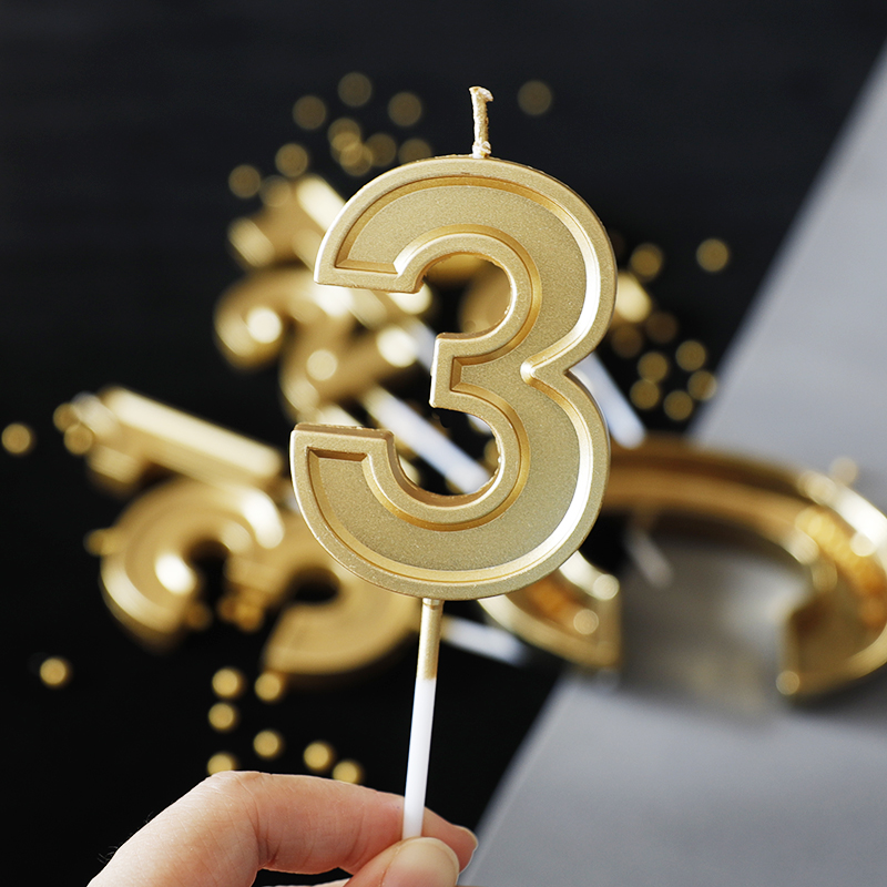 Nến số nhũ vàng/bạc/champagne