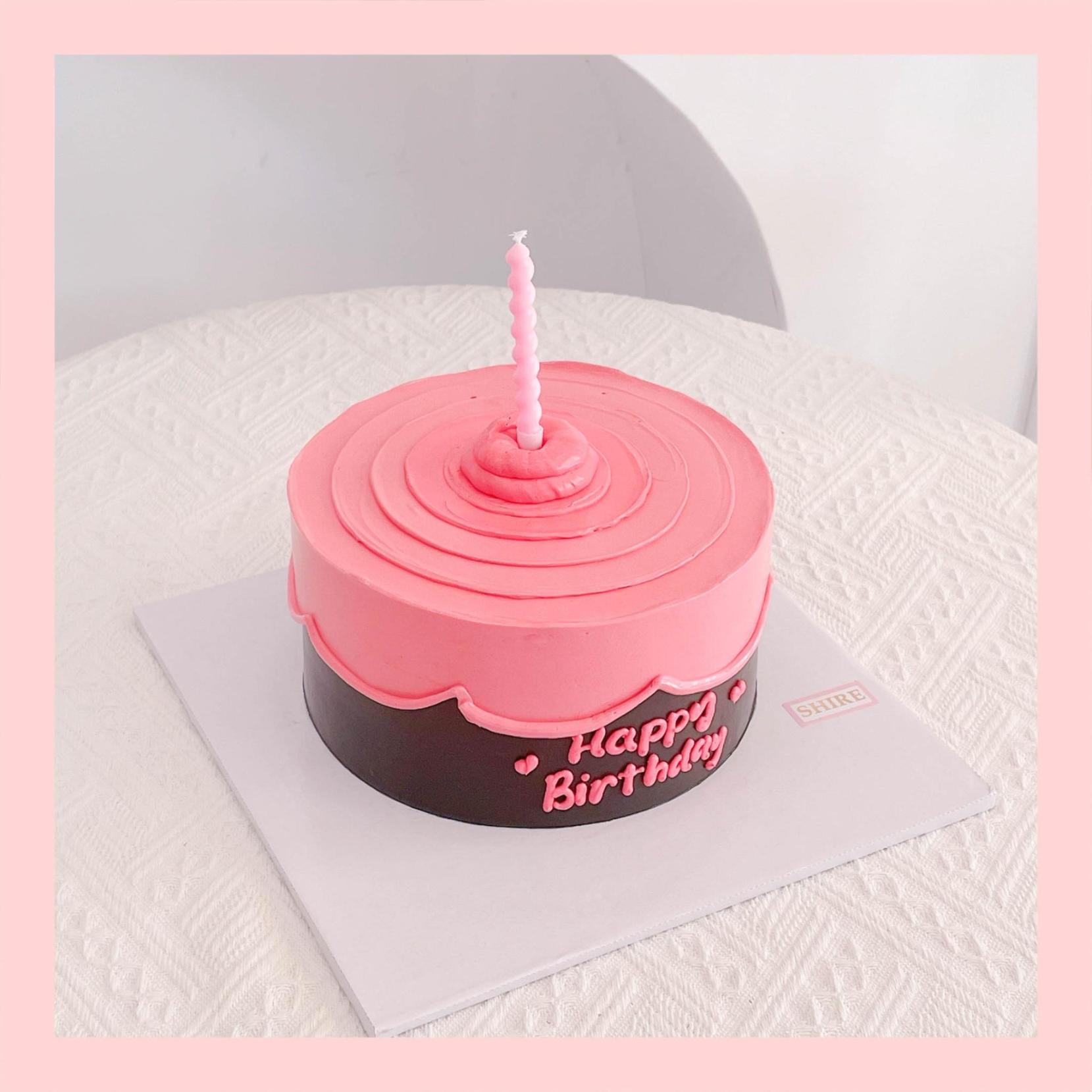Bánh kem tone hồng đen - Bánh kem sinh nhật