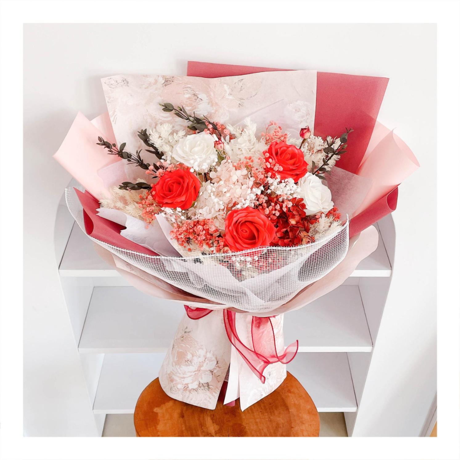 Hoa khô/Hoa bất tử size lớn tone màu hồng/đỏ