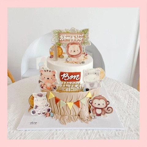 Bánh kem Safari World, khu rừng động vật - Bánh sinh nhật bé trai