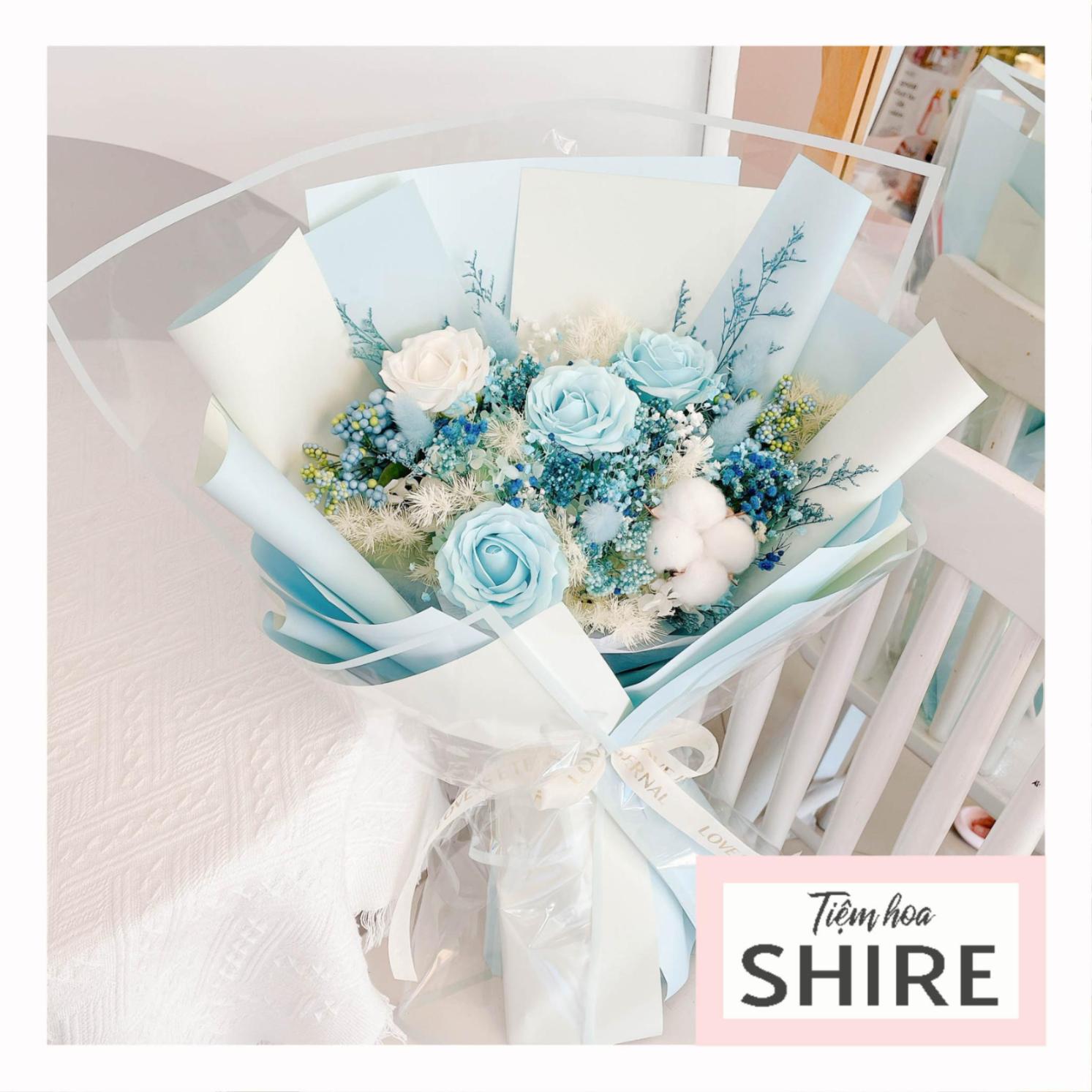 Hoa khô/Hoa bất tử size lớn tone màu hồng/xanh dương