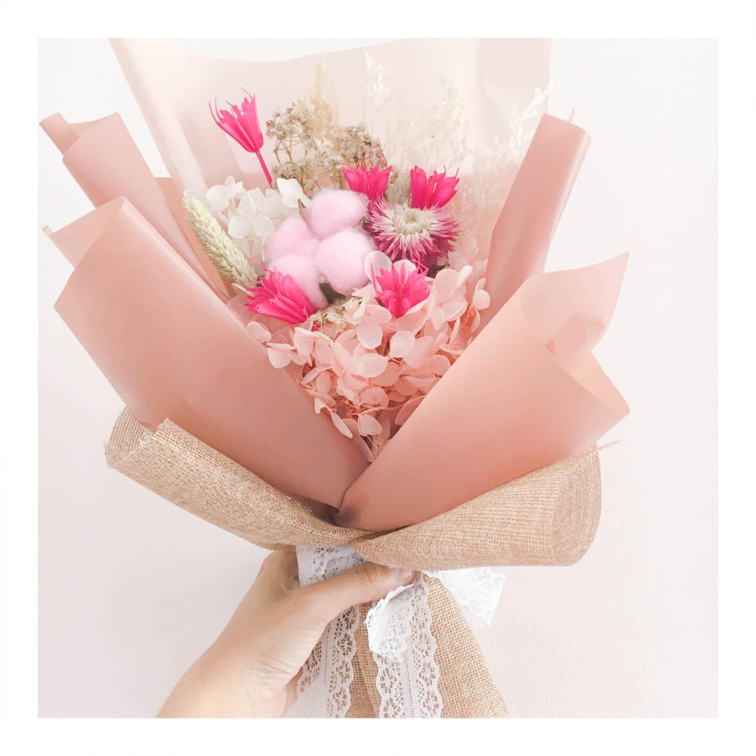 Hoa khô/Hoa bất tử tone màu hồng - Mẫu 03 Hoa Khô/Hoa Bất Tử Tone Màu Hồng - Mẫu 03