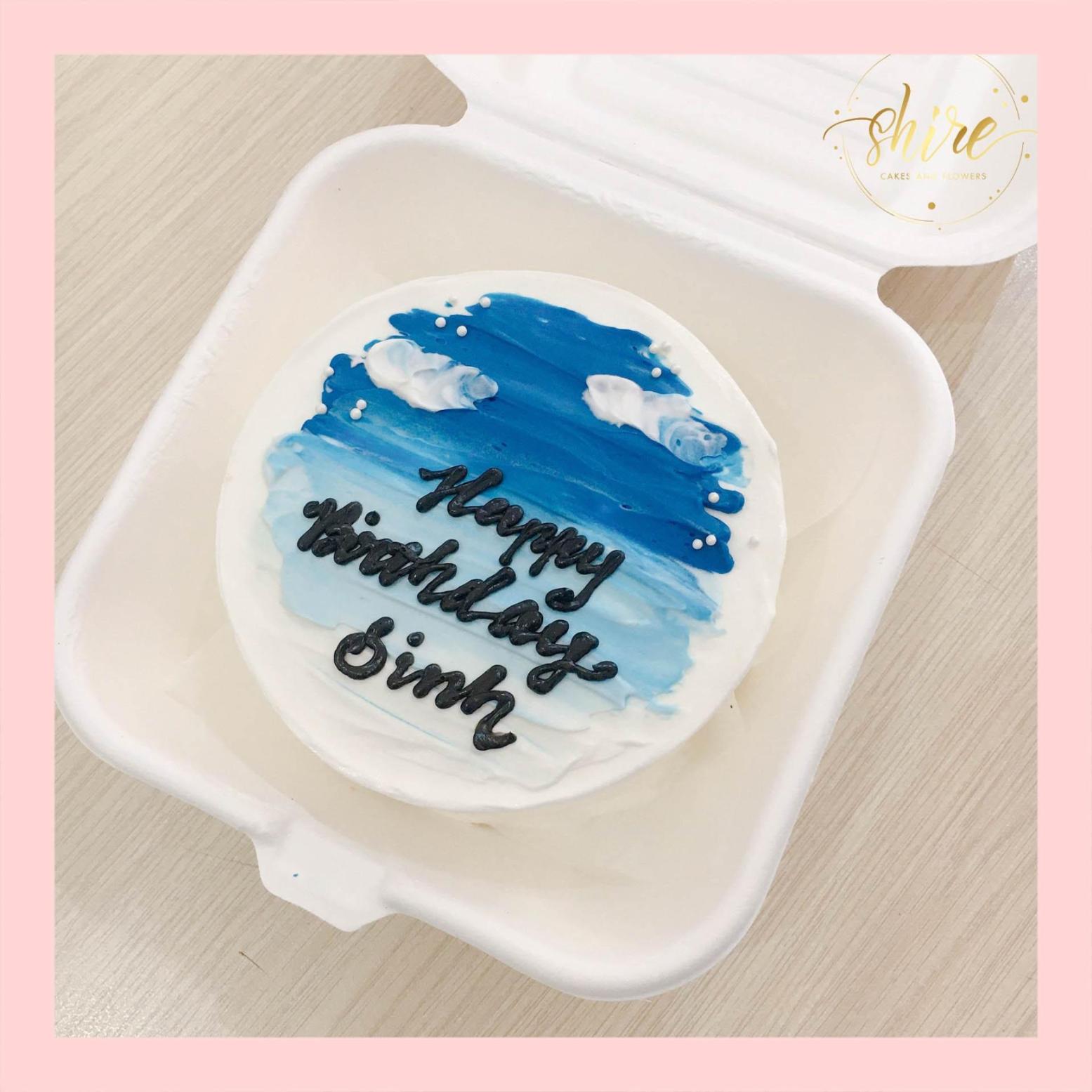Mini Bento tone màu xanh dương - Bánh kem bơ mini hộp bã mía