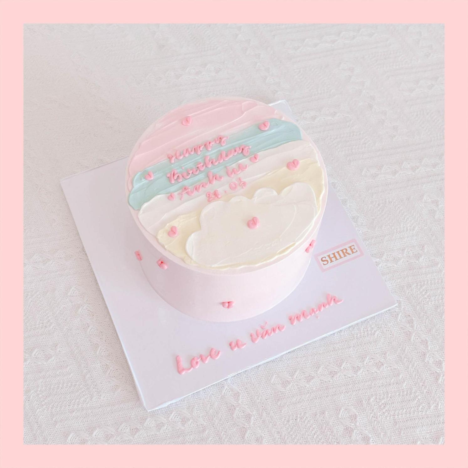 Bánh kem vẽ màu pastel style Hàn - Bánh kem sinh nhật