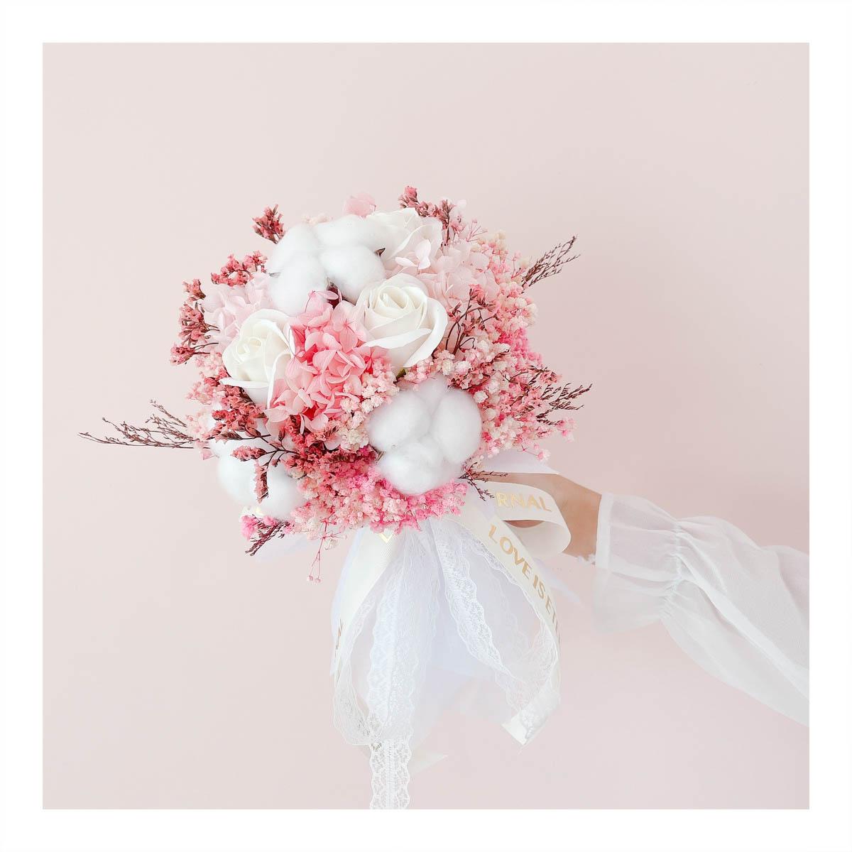 Bó hoa cưới cầm tay - Hoa khô/hoa bất tử