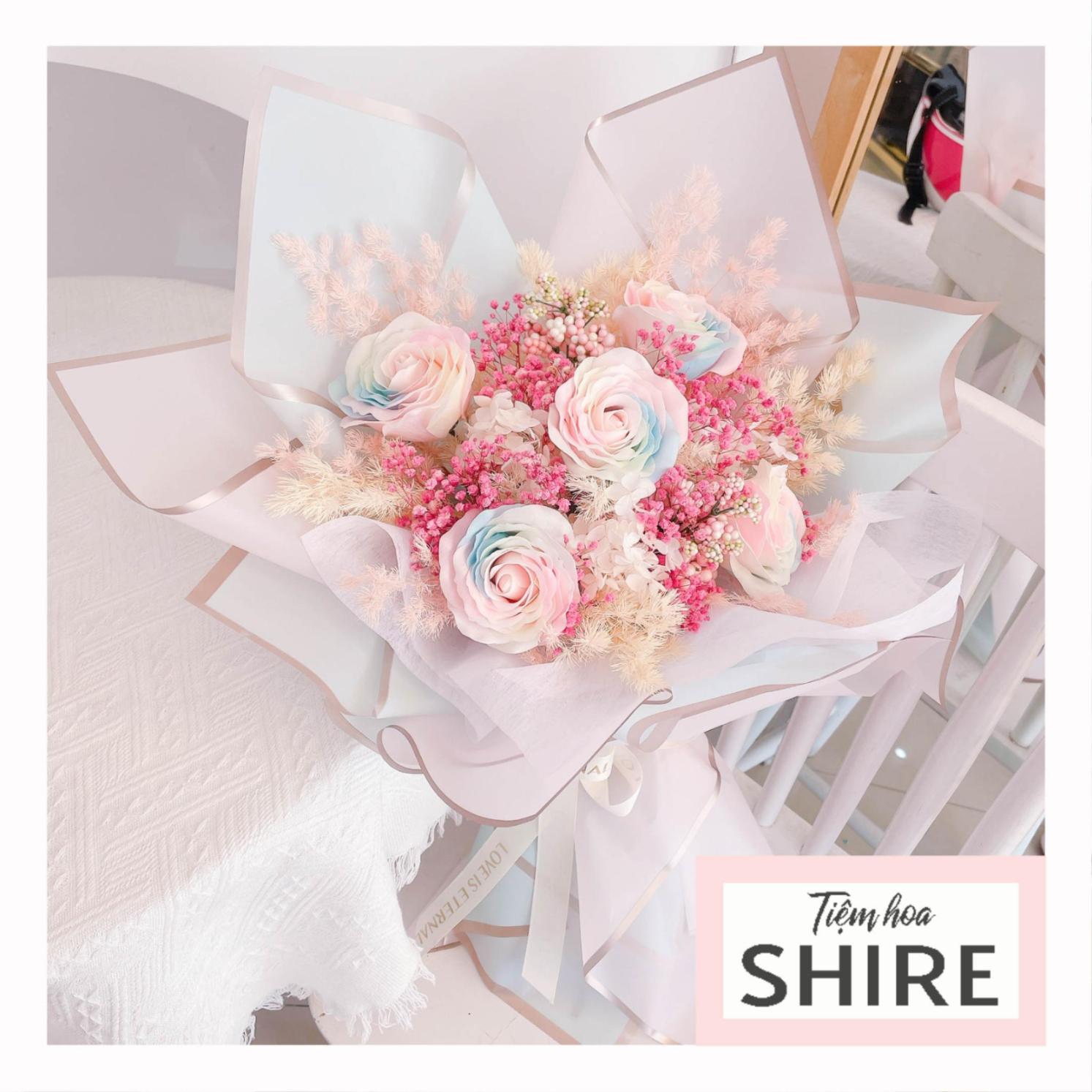 Hoa khô/Hoa bất tử size lớn tone màu hồng/xanh dương