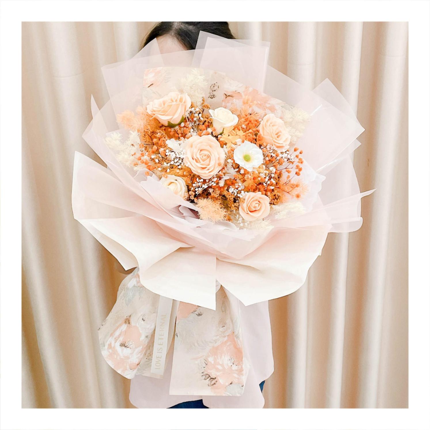 Hoa khô/Hoa bất tử size lớn tone màu vàng/cam