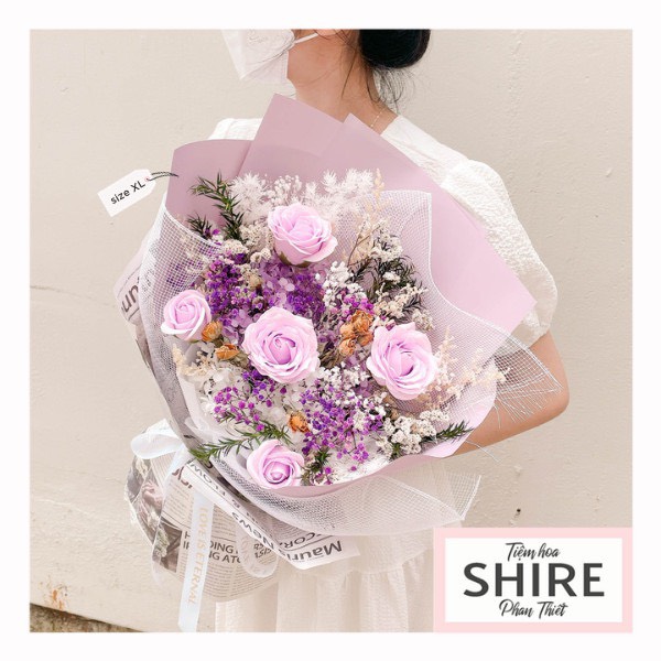 Hoa khô/Hoa bất tử size lớn tone màu tím