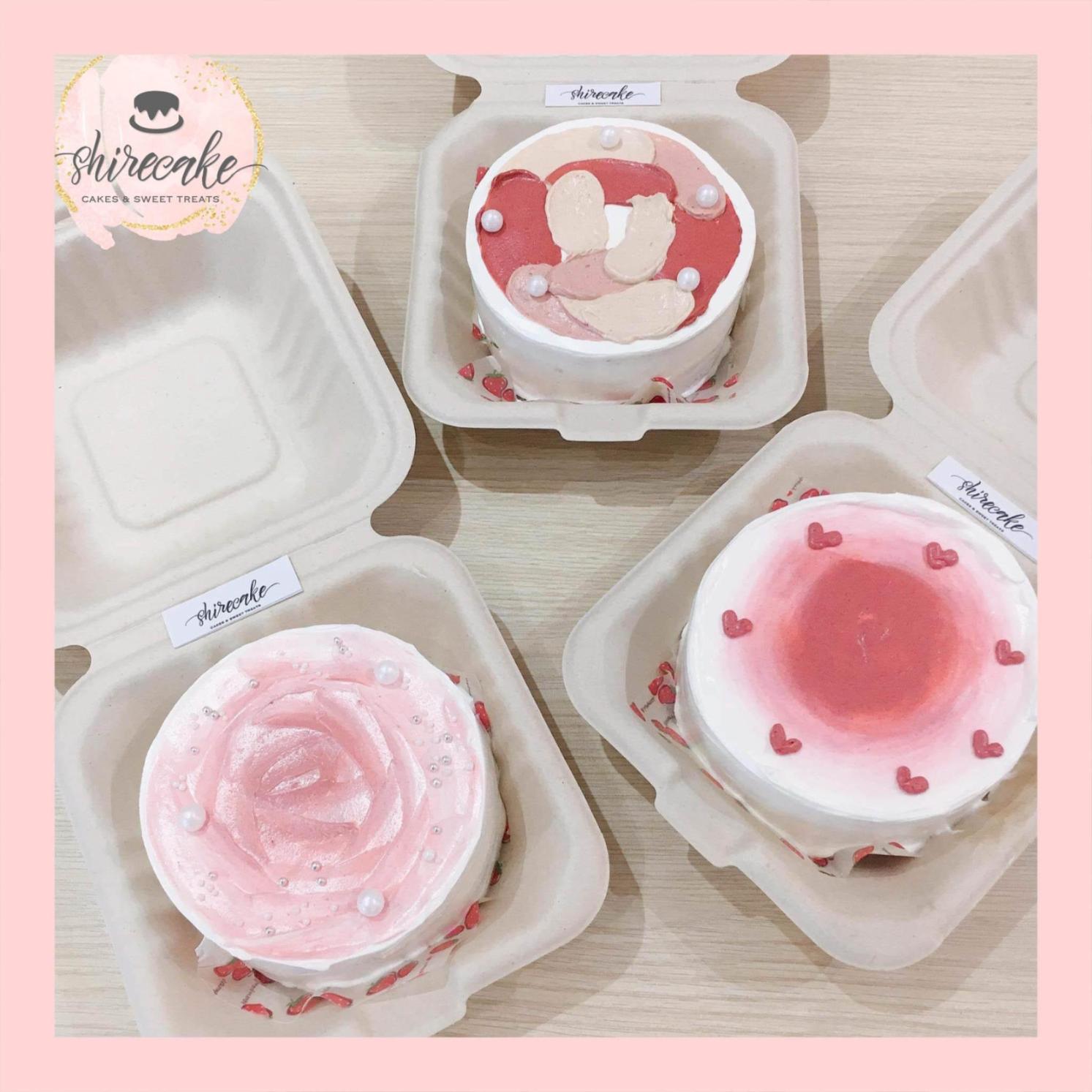 Mini Bento tone màu hồng - Bánh kem bơ mini hộp bã mía
