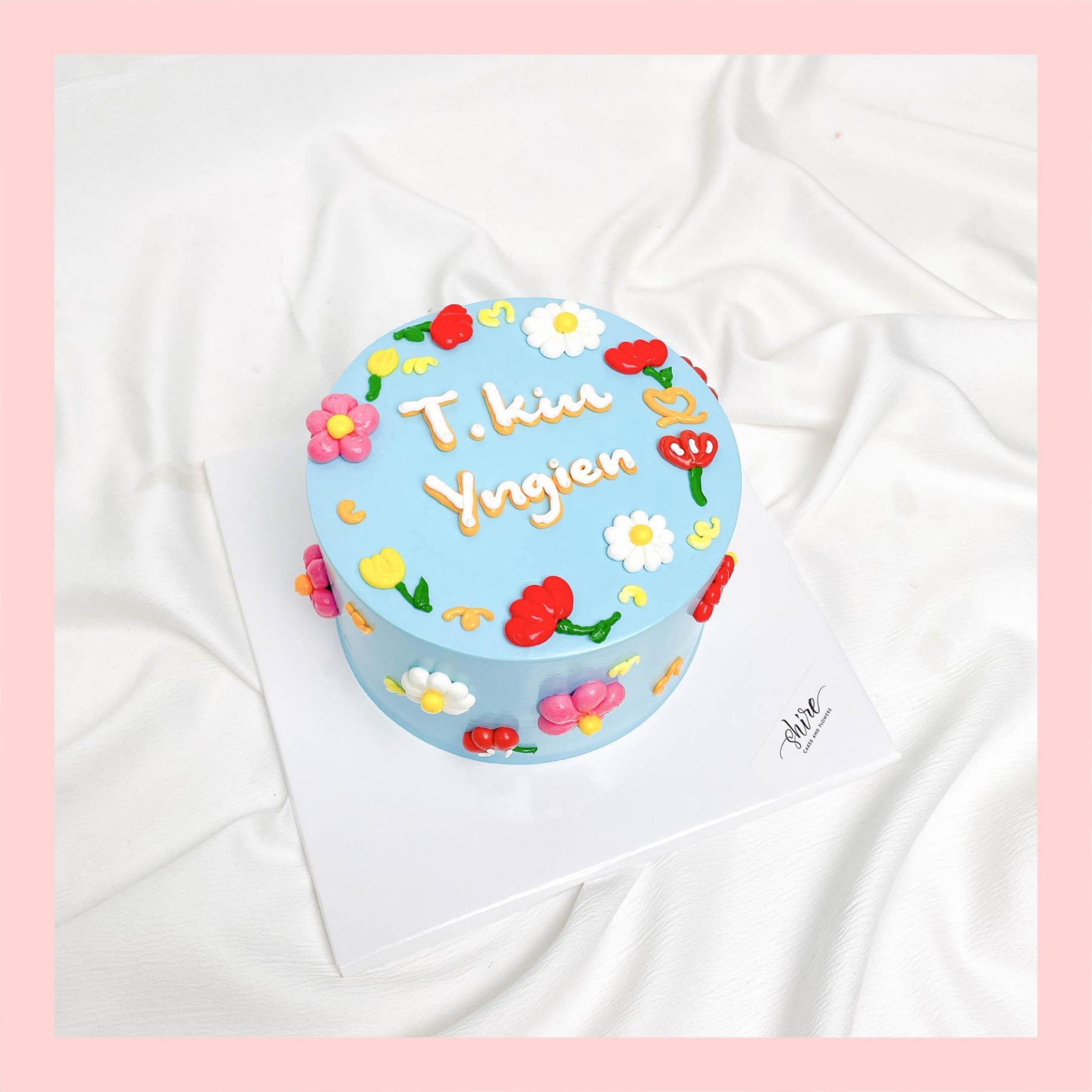 Bánh mini vẽ hoa - Bánh kem bơ mini 10-12cm