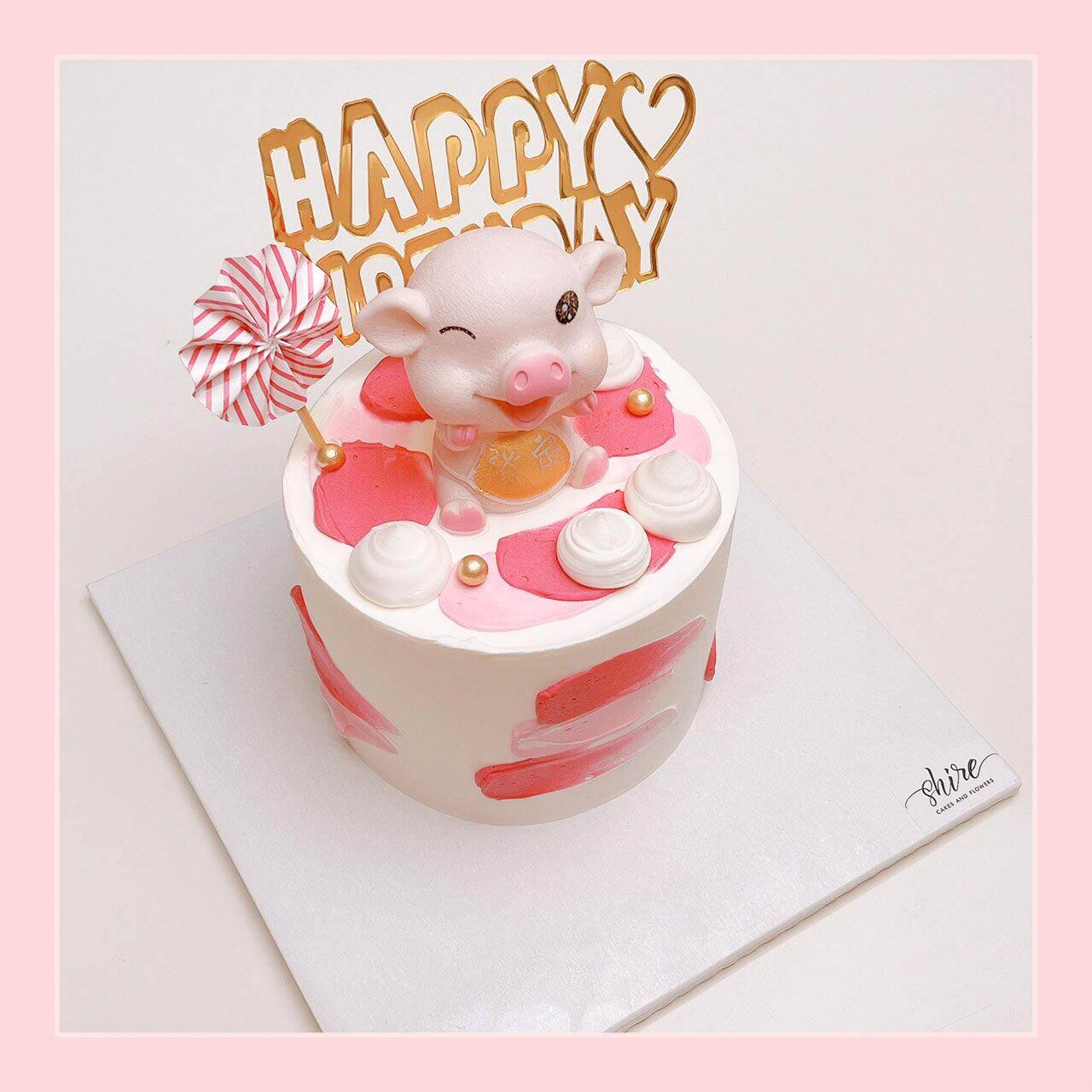 Bánh mini trang trí đồ chơi thú cute cho bé gái  - Bánh kem bơ mini 10-12cm