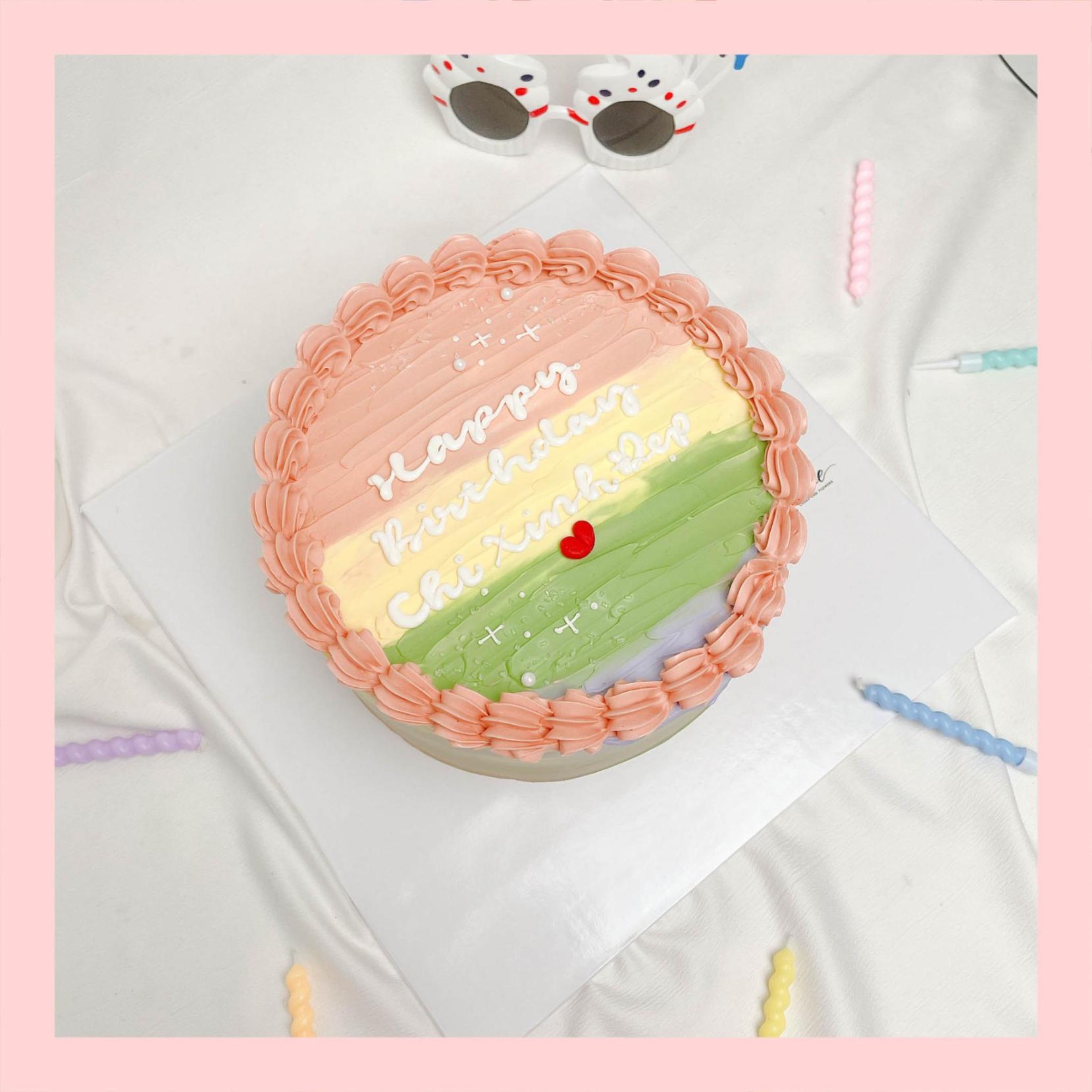Bánh kem vẽ màu pastel style Hàn - Bánh kem sinh nhật