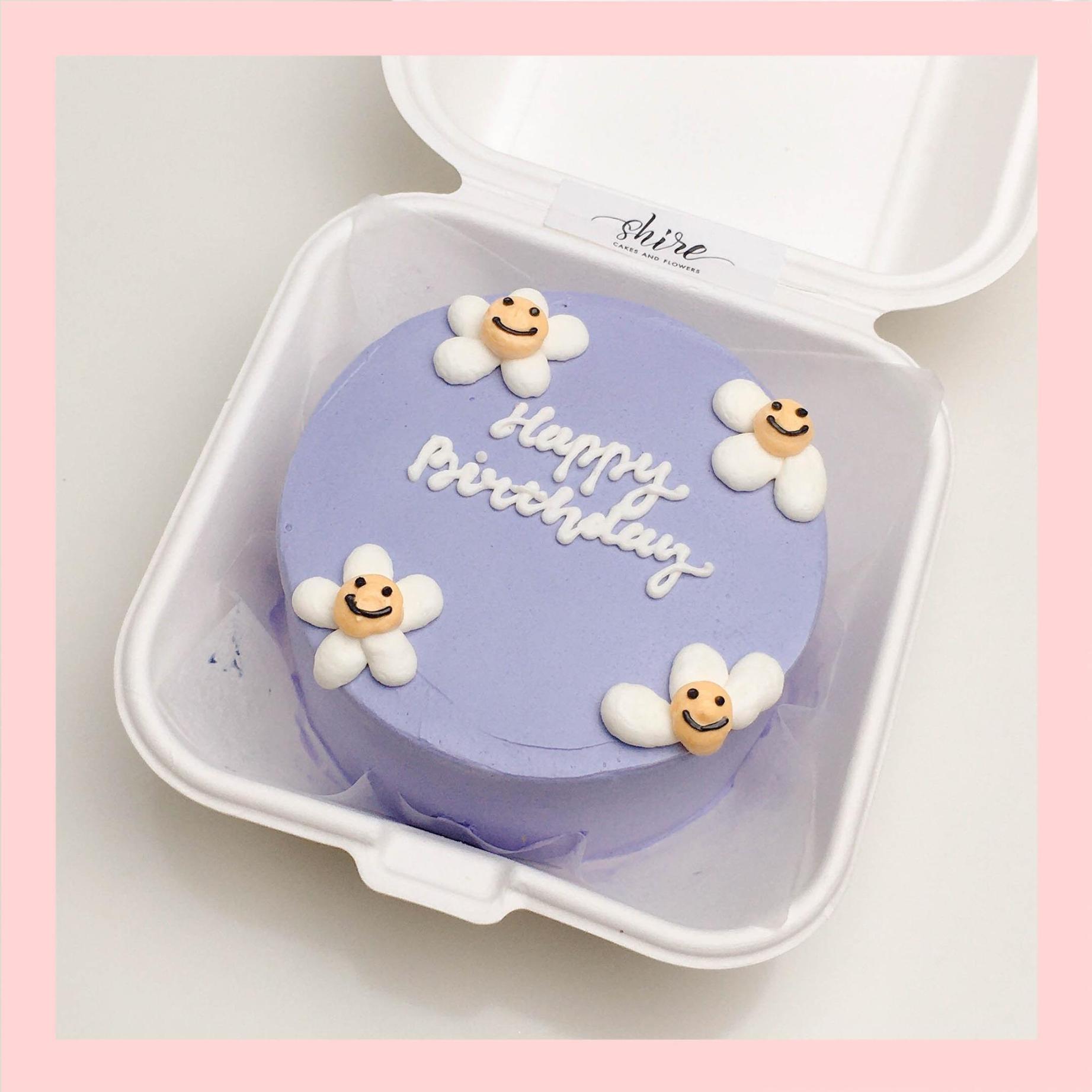 Mini Bento vẽ hoa lá - Bánh kem bơ mini hộp bã mía