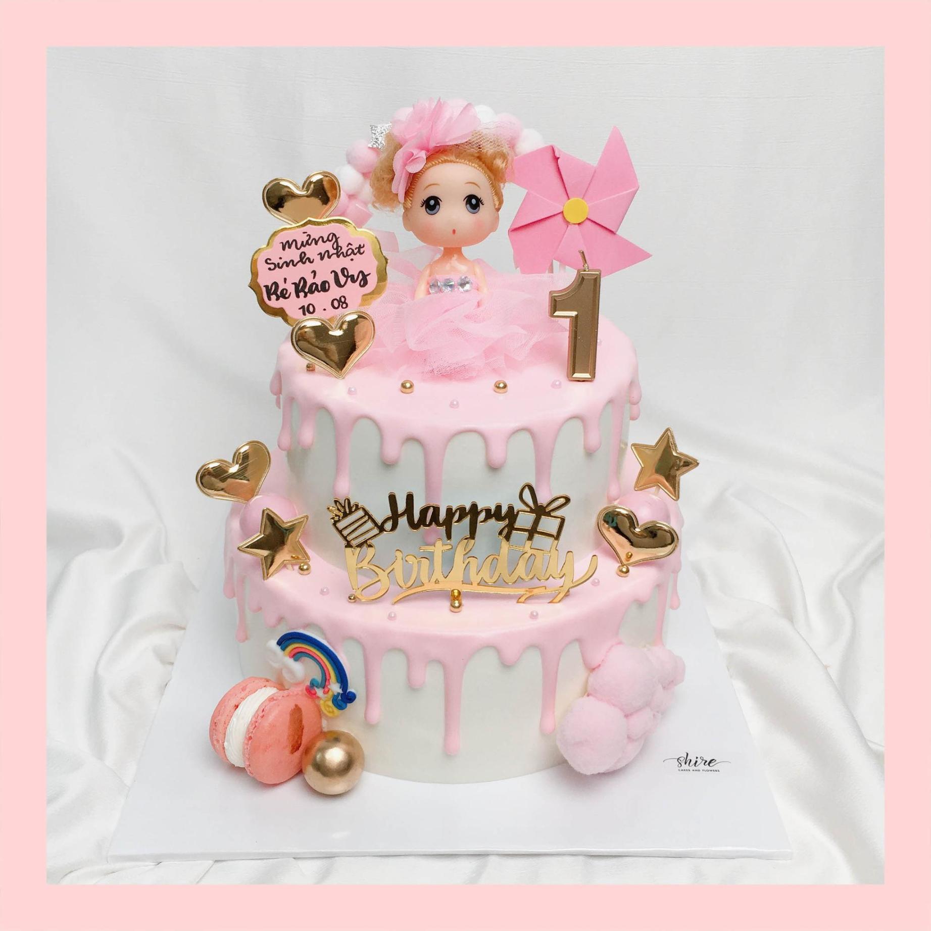 Bánh kem 2 tầng cho bé gái - Bánh sinh nhật bé gái hai tầng