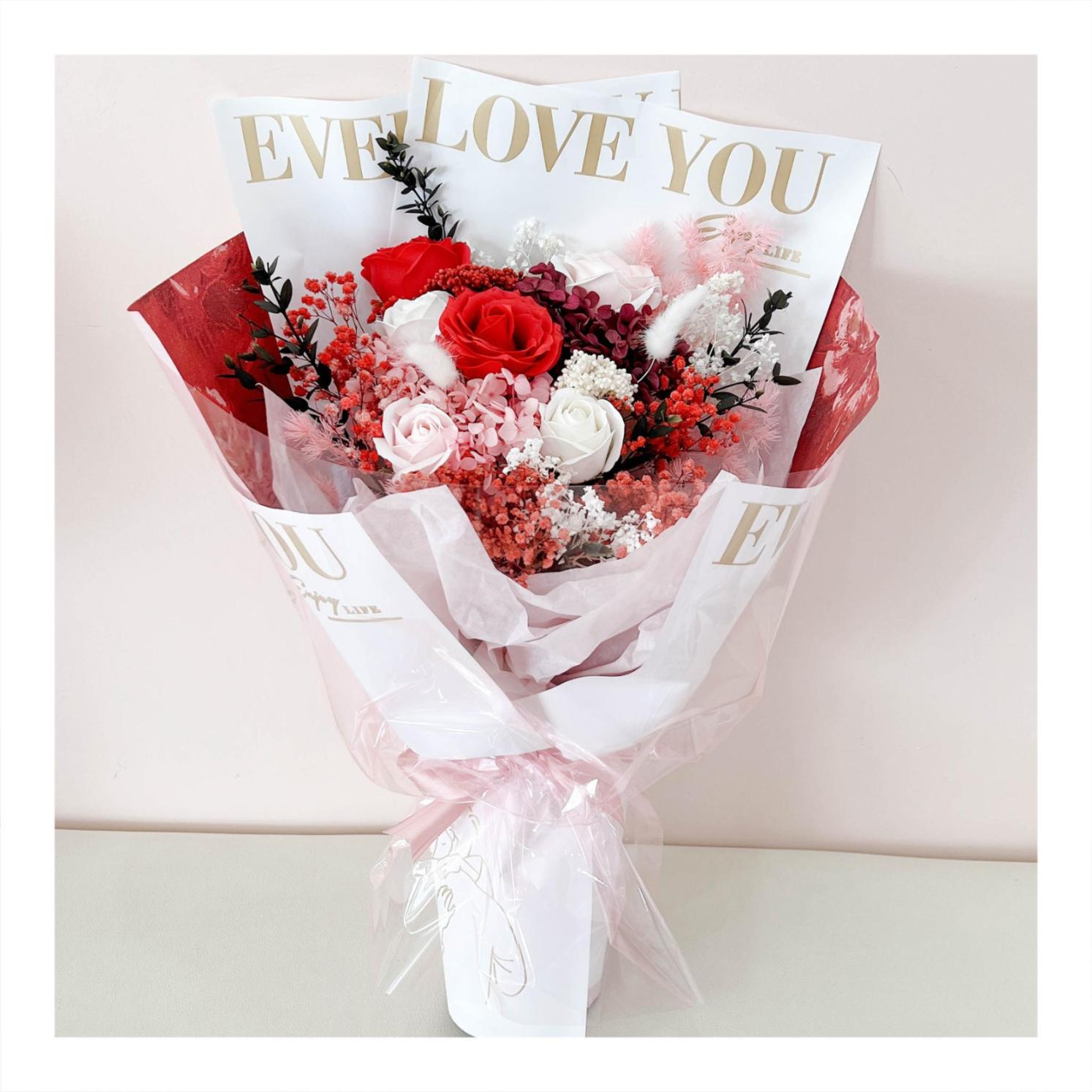 Hoa khô/Hoa bất tử size lớn tone màu hồng/đỏ