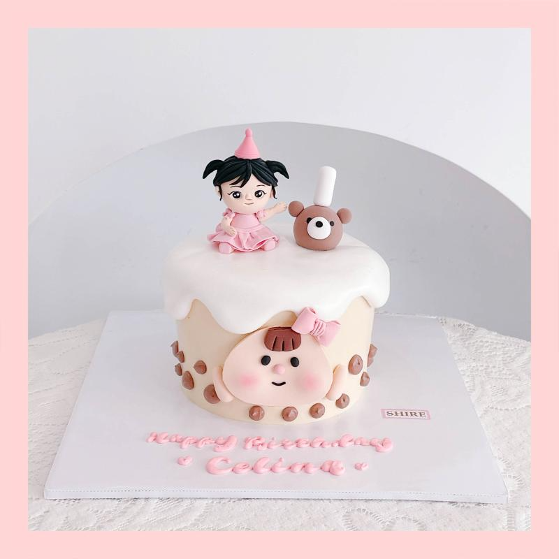Bánh kem tạo hình em bé gái 3D xinh xắn cho bé gái - Bánh kem fondant