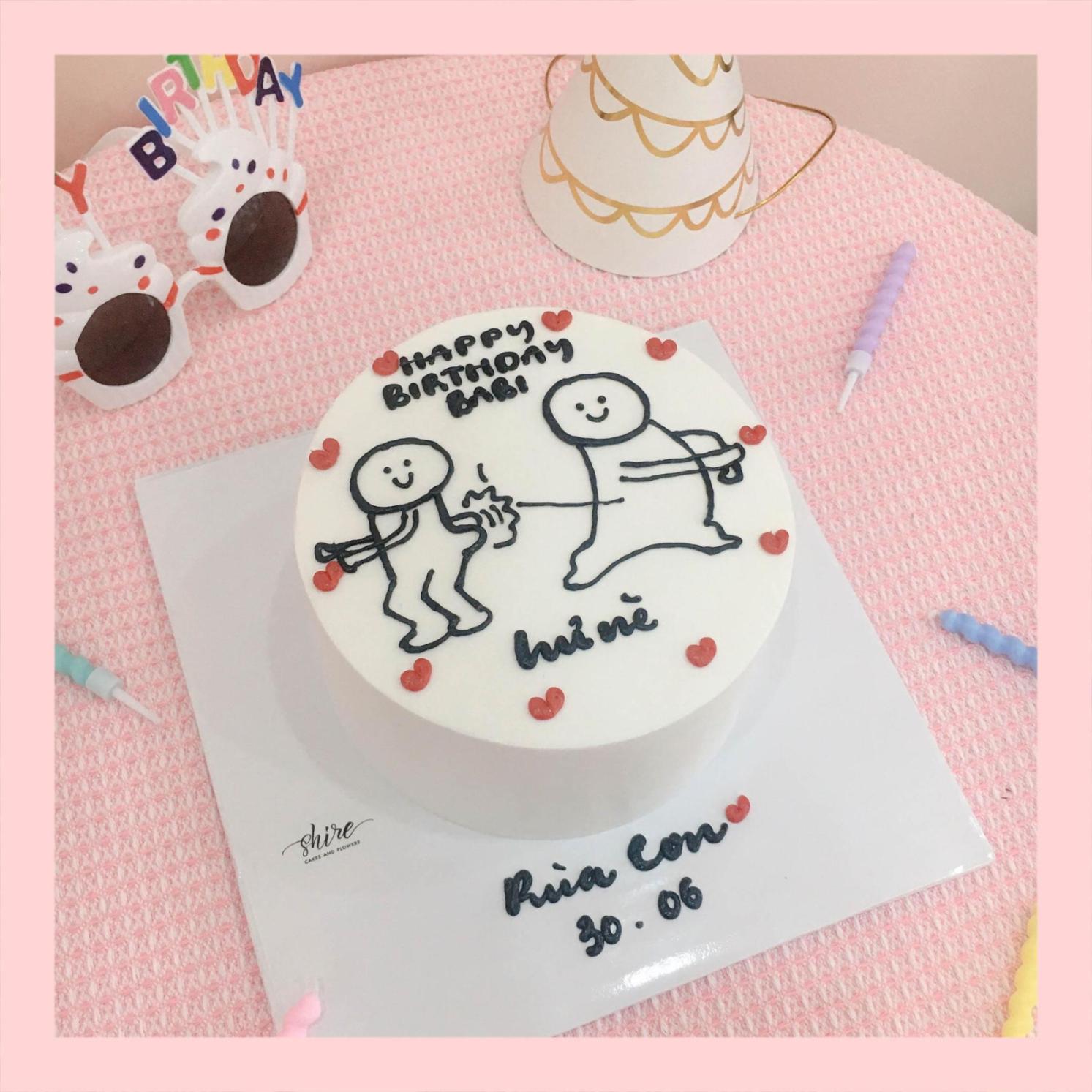 Bánh kem vẽ hình ngộ nghĩnh đáng yêu - Bánh kem sinh nhật