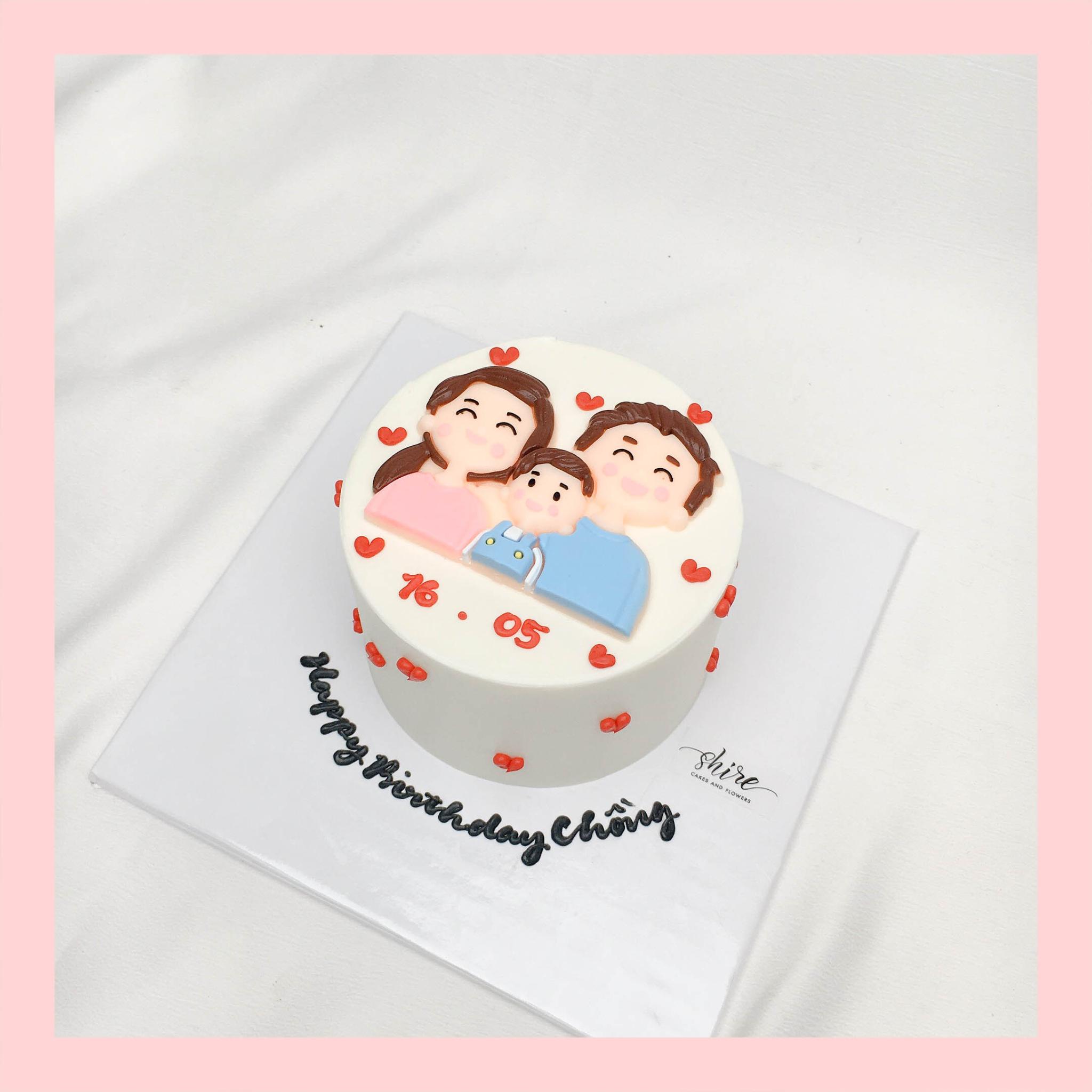 Bánh mini vẽ hình cặp đôi- Bánh kem bơ mini 10-12cm