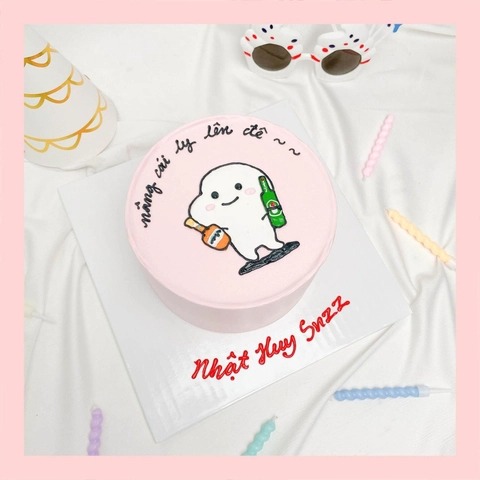 Bánh mini vẽ hình funny bựa - Bánh kem bơ mini 10-12cm