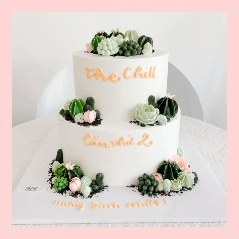 Bánh kem 2 tầng theo logo doanh nghiệp/công ty