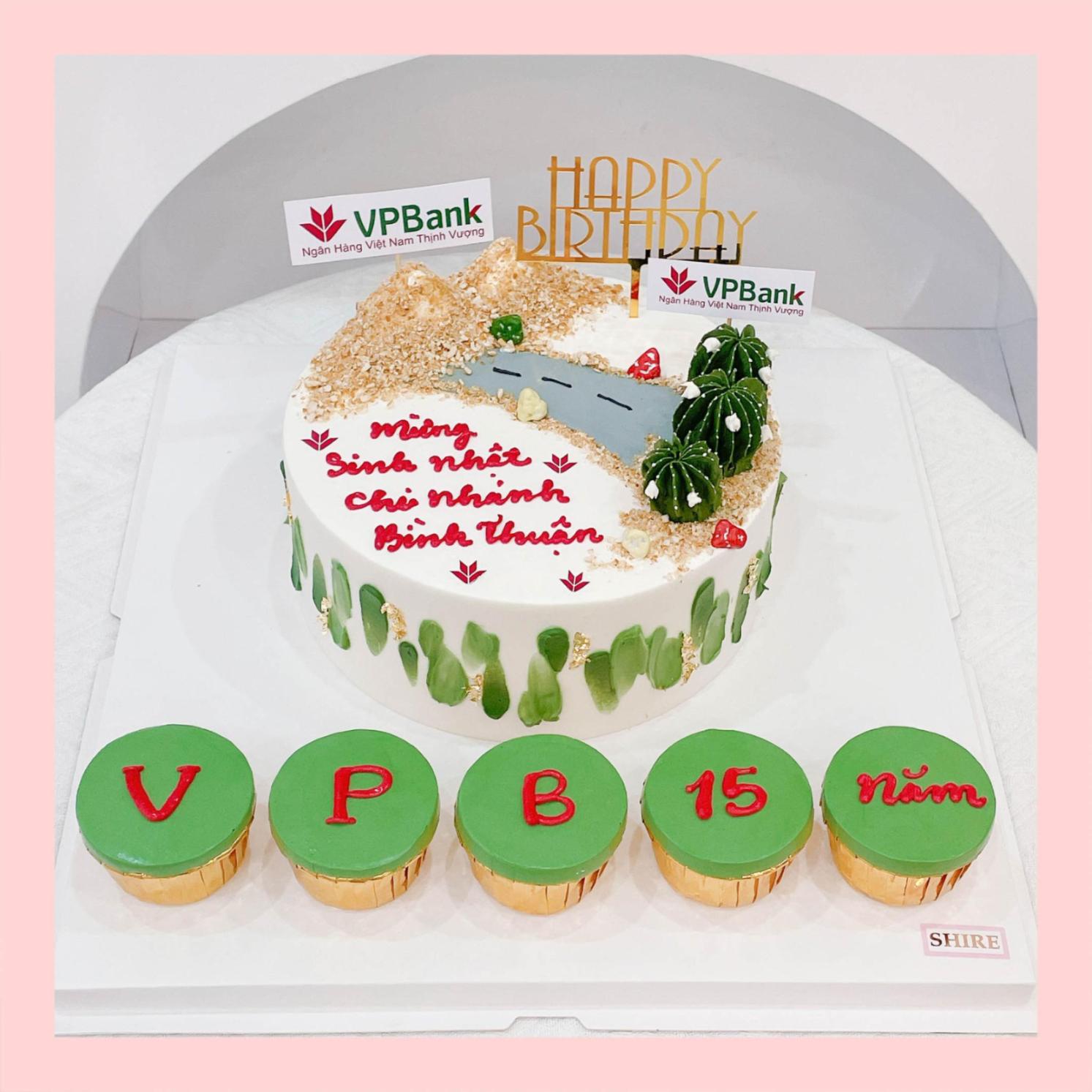 Bánh kem 1 tầng theo logo doanh nghiệp/công ty