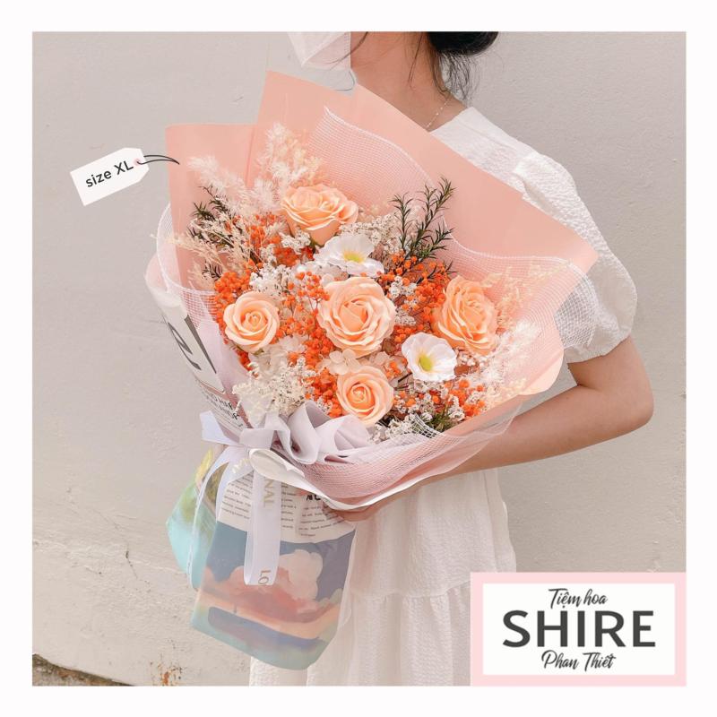 Hoa khô/Hoa bất tử size lớn tone màu vàng/cam