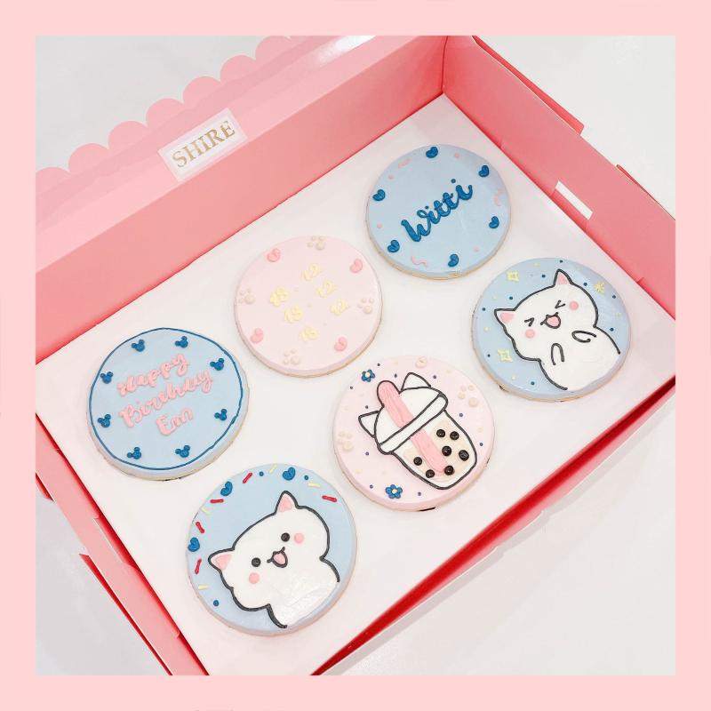 Set cupcake vẽ hình đáng yêu kem sữa - Bánh sinh nhật dạng cupcake ổ