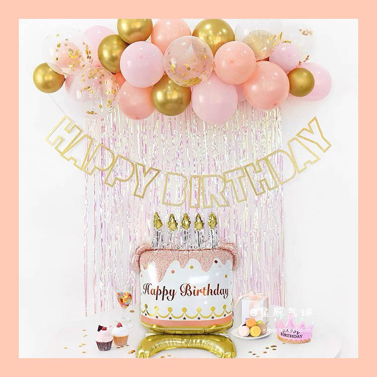 Dây Happy Birthday chữ lủng màu vàng