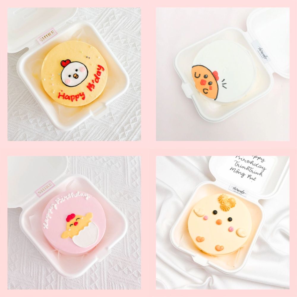 Mini Bento hình gà dễ thương - Bánh kem bơ mini hộp bã mía