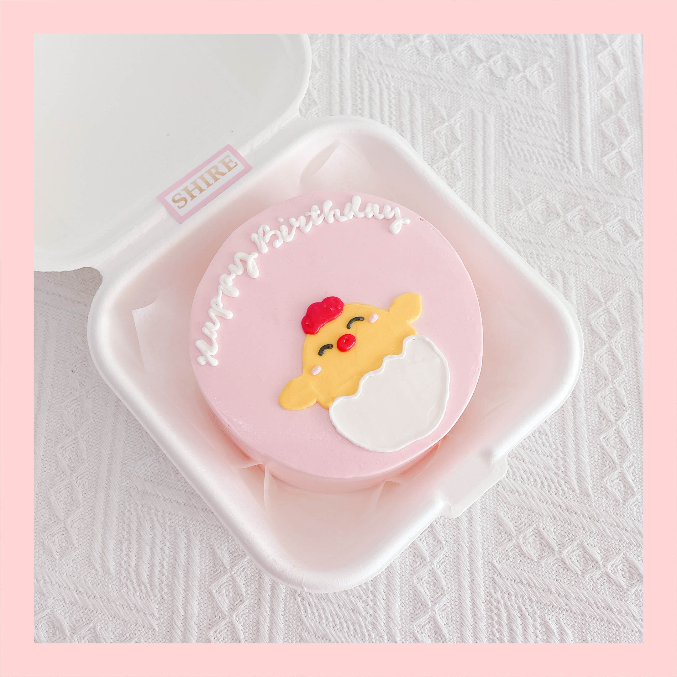 Mini Bento hình gà dễ thương - Bánh kem bơ mini hộp bã mía
