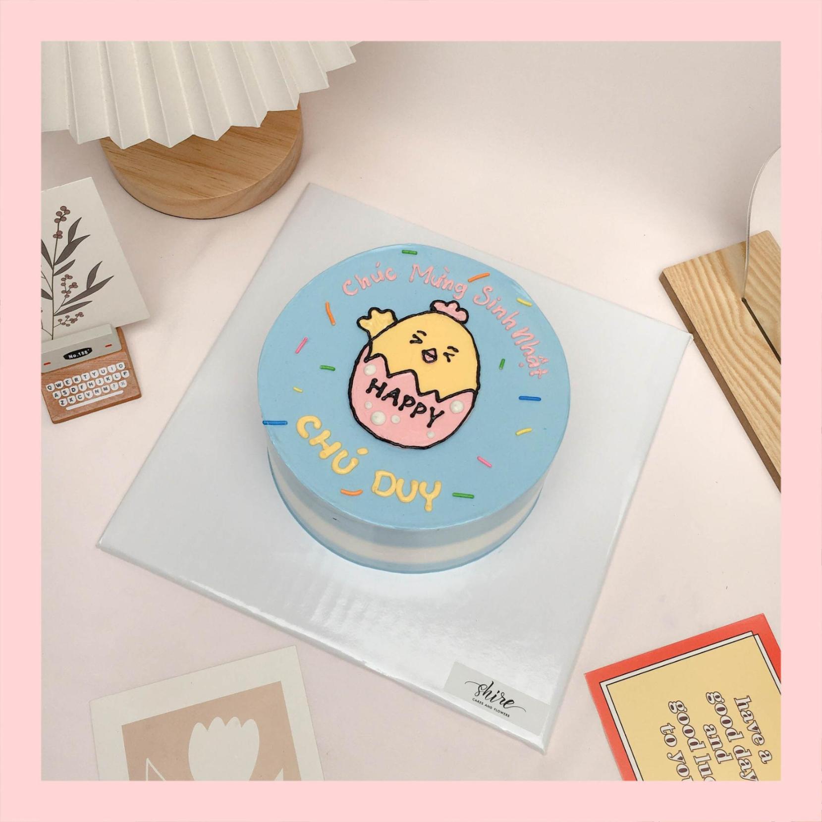 Bánh vẽ hình các con vật dễ thương - Bánh sinh nhật trẻ em