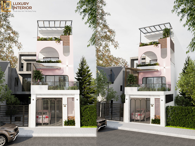 Thiết kế kiến trúc nhà phố đẹp hiện đại 3 tầng 1 tum