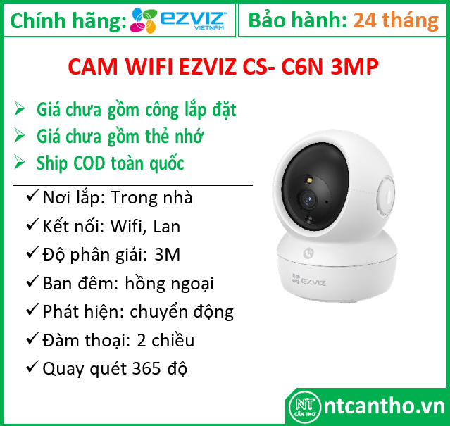 Camera wifi EZVIZ CS- C6N 3M; 24T