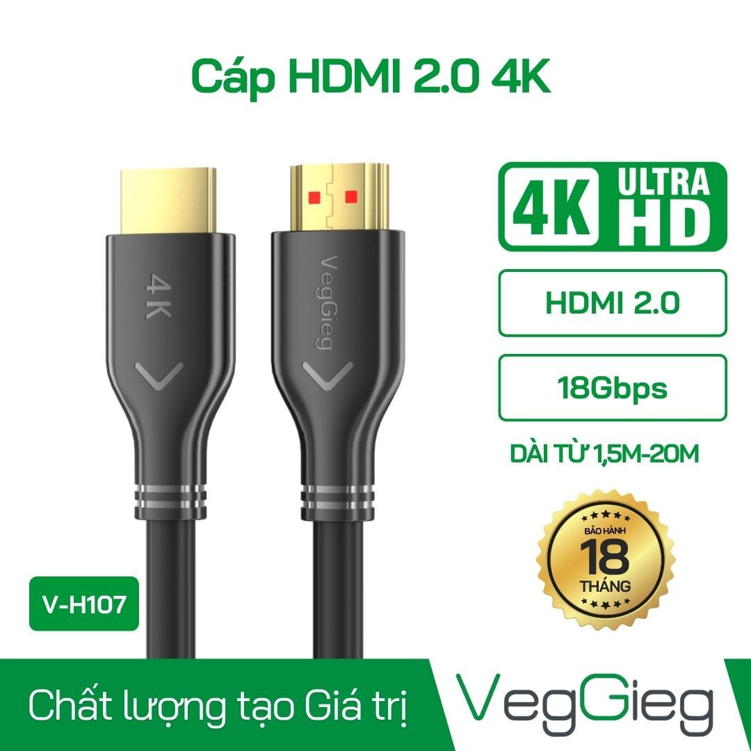 Cáp HDMI 2.0 4K VegGieg 20m V-H112; 12T
