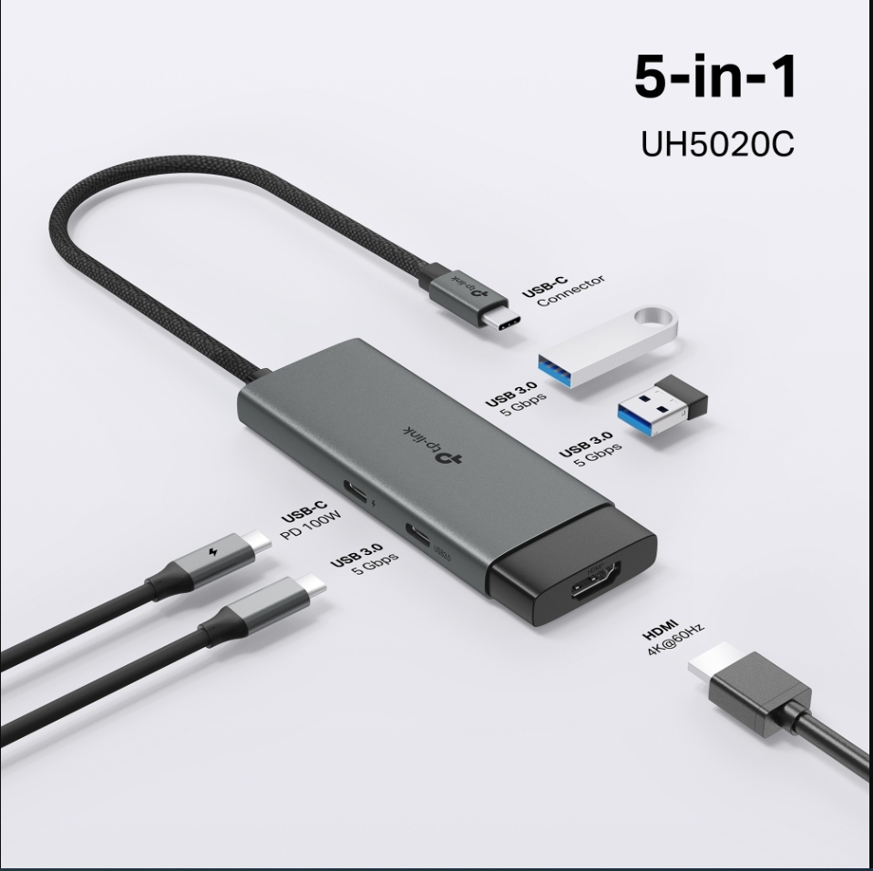 Bộ chuyển đổi TP-Link UH5020C USB Type-C to HDMI, USB3.0, USB-C,PD 100W; 24T