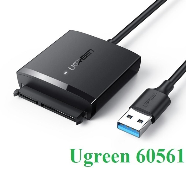 Cáp chuyển đổi USB 3.0 sang SATA cho ổ cứng SATA 2,5 /3,5 inch Ugreen 60561 cao cấp (kèm nguồn); 12T