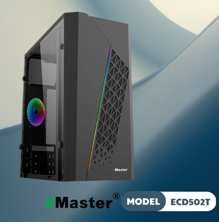 Case thấp Led eMaster ECD502TF | hông trong suốt | kèm 1 Fan 8cm; 12T