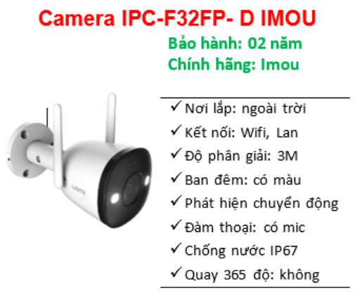 Camera Wifi ngoài trời IMOU IPC-F32FP 3MP | Tầm xa hồng ngoại 30m | Hỗ ...
