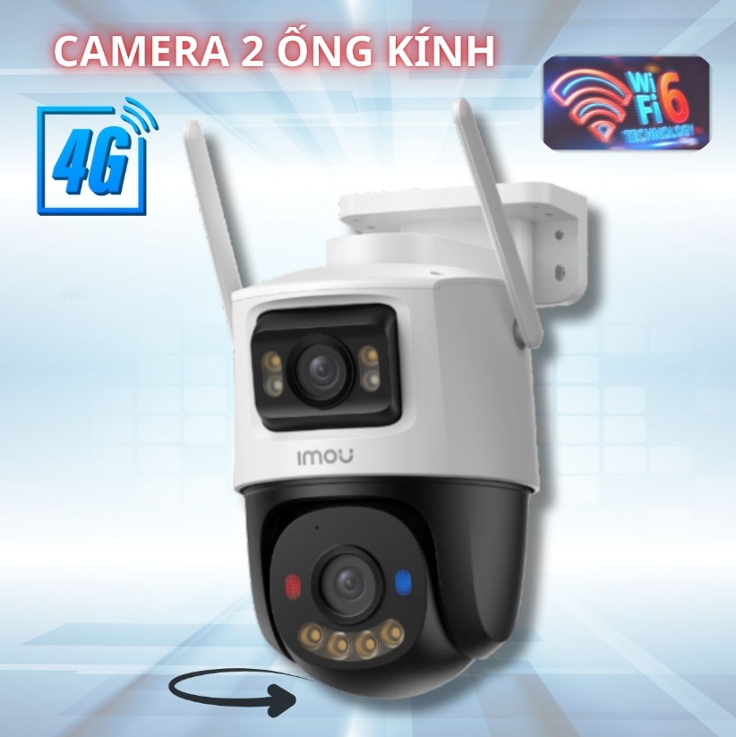 Camera Imou 4G 2 ống kính ngoài trời IPC-S7XCP-6M1TED-EU 6.0MP | Kết nối 4G | Có màu ban đêm | Phát hiện người, xe | Đàm thoại 2 chiều, xoay 355° | Hỗ trợ thẻ 512GB; 24T