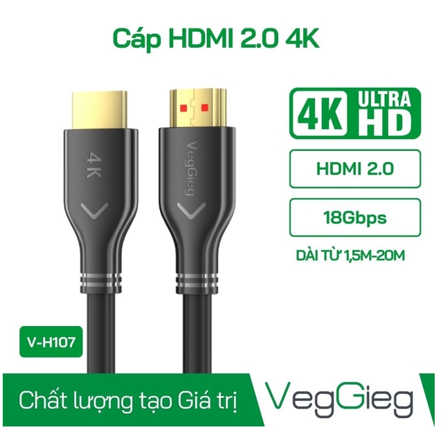 Cáp HDMI 2.0 4K VegGieg 5m V-H109; 18T