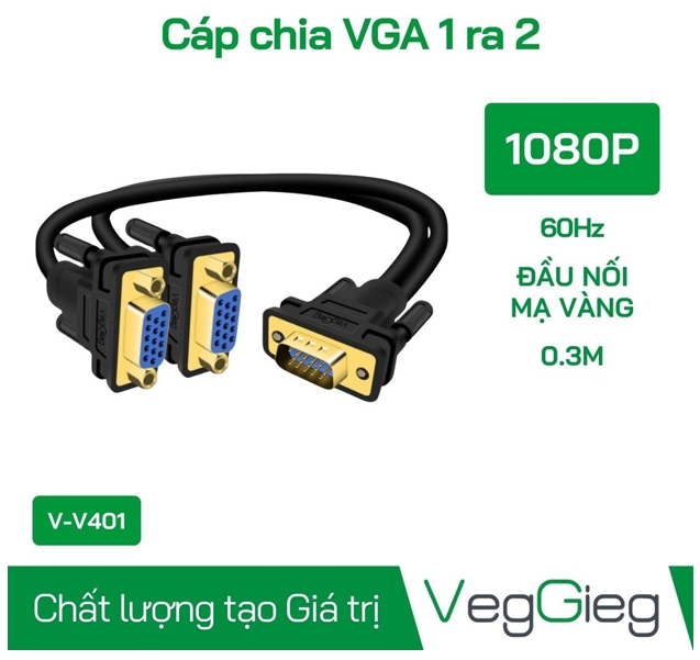 Cáp chia VGA 1 ra 2  VegGieg V-V401; 12T
