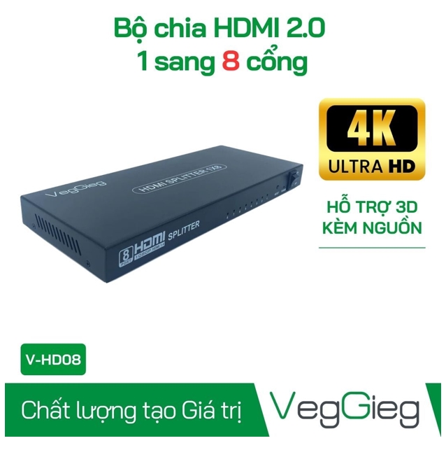 Bộ Chia HDMI 1 ra 8 VegGieg V-HD08; 12T