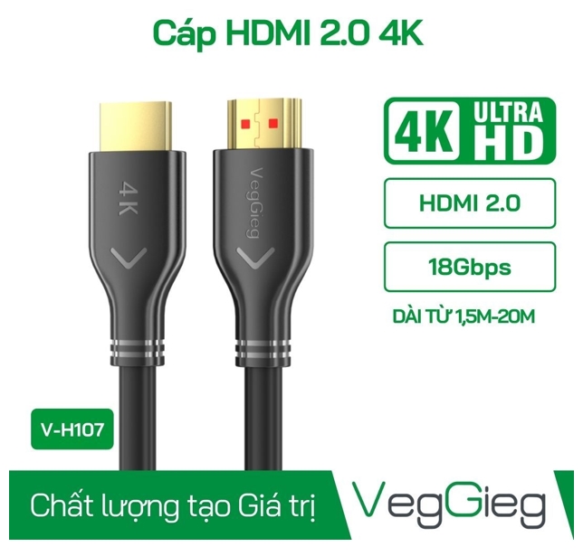 Cáp HDMI 2.0 4K VegGieg 20m V-H112; 12T
