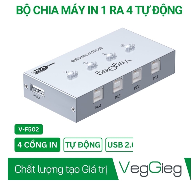 Bộ Chia Máy In 1 Ra 4 Tự Động VegGieg V-F502; 12T