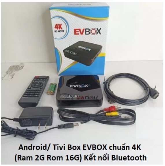 Tivi box Android EVBOX 16 Pro, có Bluetooth, remote Voice (Ram 4GB Rom 32GB) | Điều khiển bằng giọng nói, tìm kiếm, mở ứng dụng bằng giọng nói | Tích hợp Youtube, TV bản quyền, đầy đủ chức năng hỗ trợ Youtube 4K chất lượng hình ảnh đẹp nét chuẩn 4K | V+8%; 12T