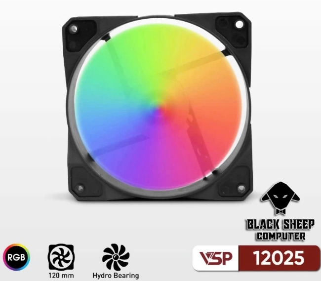 Quạt làm mát máy tính, model: 12025, điện áp 12V, màu đen Led (VSP) | Tray | FV; 06T